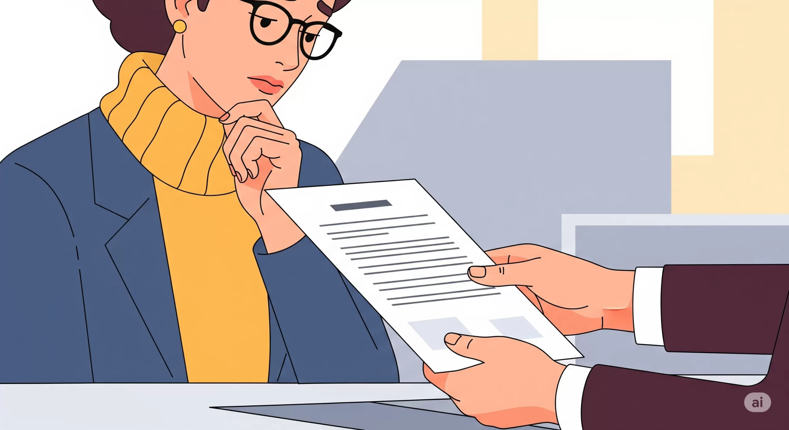 Consumidor pensativo analisando o contrato da garantia estendida oferecido na loja.