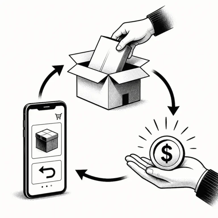 Ilustração simbolizando como devolver produto compra online e receber reembolso