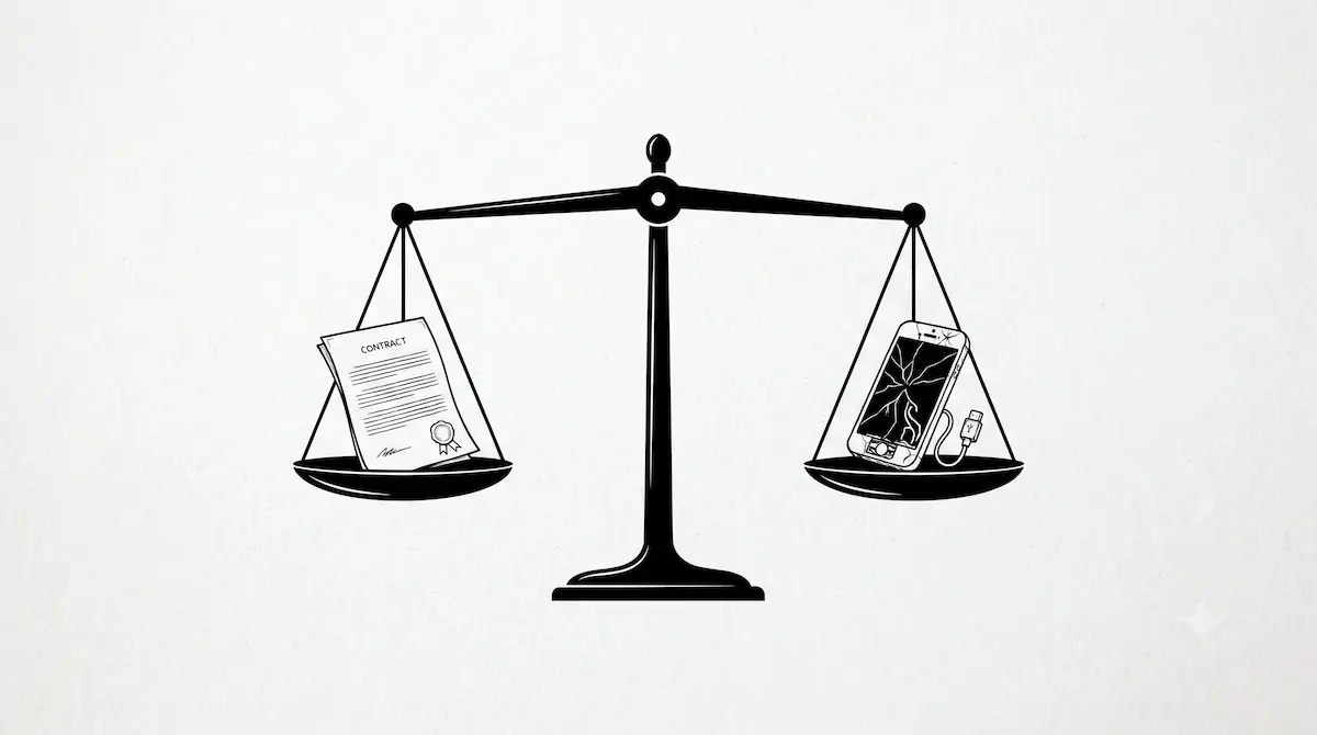 Ilustração dos tipos de garantia: legal, contratual e estendida protegendo o consumidor