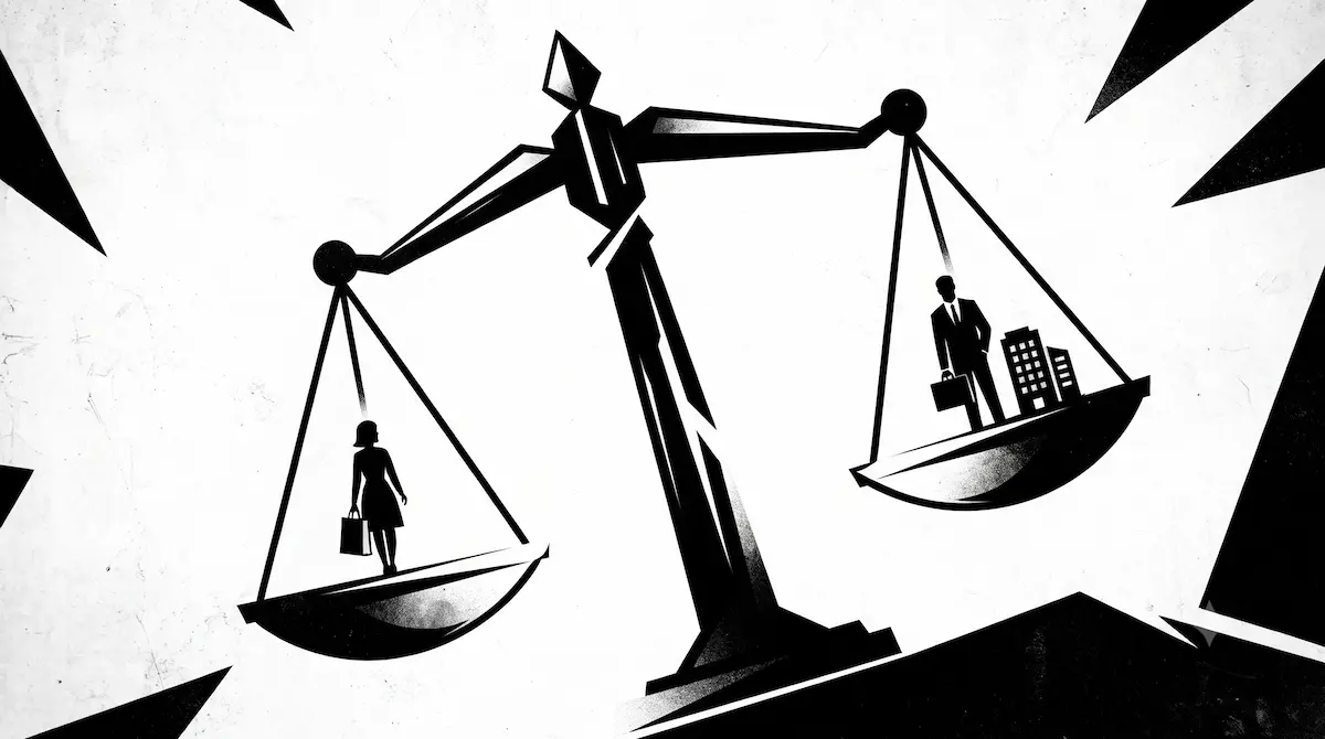 Ilustração simbolizando os direitos do consumidor e o equilíbrio nas relações de consumo