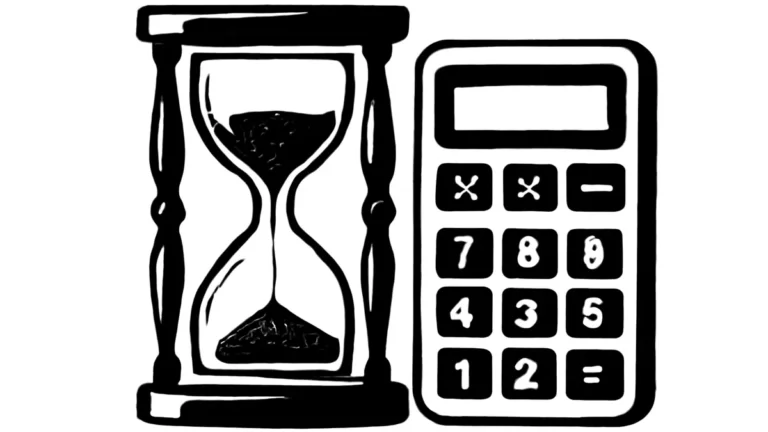 Calculadora de aposentadoria — ilustração simbolizando o cálculo do tempo e valor do benefício do INSS