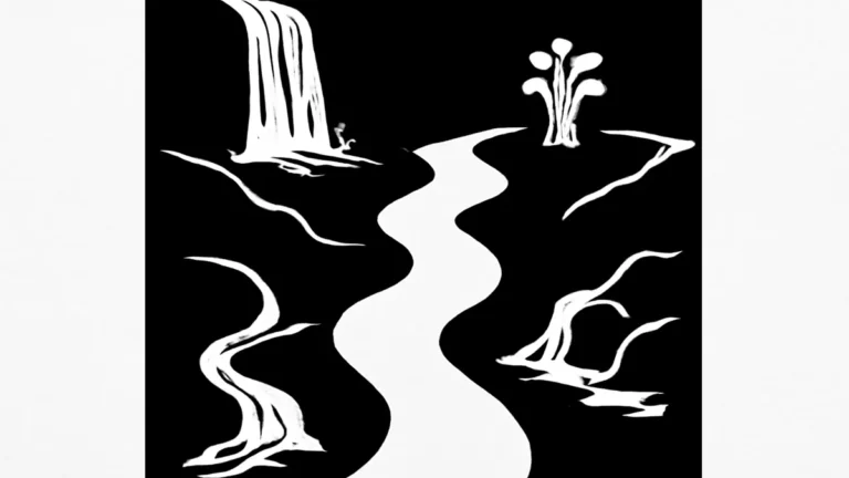 Ilustração simbolizando fontes do direito: nascentes convergindo para um mesmo rio