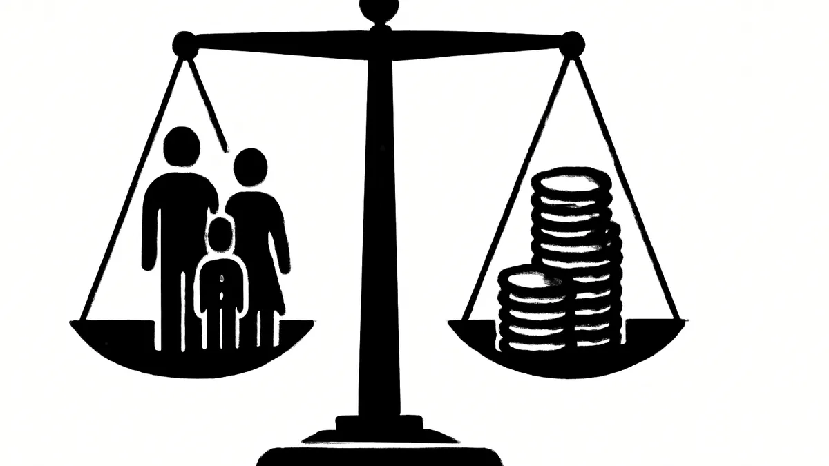 Ilustração conceitual sobre calculadora de pensão alimentícia e o cálculo do valor